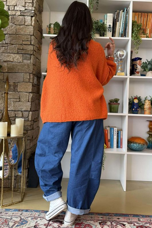 Big Softie Funnel Grunge Knit Marmalade 